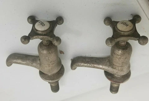 Antique Hot Cold Faucets Nickel Brass Porcelain The Haydenville Co Cover
