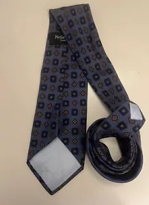 Yves Saint Laurent Vintage All Silk Tie - Navy with geometric design - Picture 1 of 7