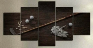 Multi Panel Print Golf Club House Canvas Wall Art Hole Course 5 Piece Man Cave - Picture 1 of 12