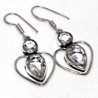 925 Silver Plated-crystal Topaz Ethnic Gemstone Earrings Jewelry 1.6" Au V424