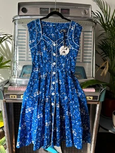 Hell Bunny Colorado Bandana Skull & Paisley Rockabilly Retro Vintage Dress 10- S - Picture 1 of 9