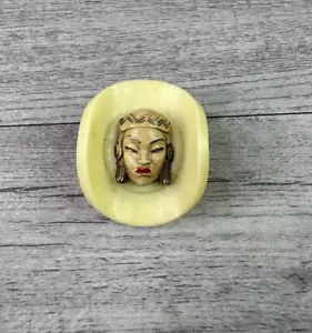 Unique Vintage Aztec Woman Shank Button Curved Back Multicolor - Picture 1 of 6