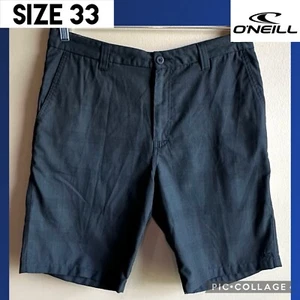 Oneill Mens Shorts Black Plaid Delta Flat Front Walking 10” Inseam Pockets 33 - Picture 1 of 18