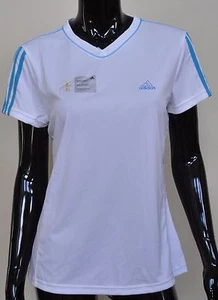Adidas Active 360 Kurzarm weiß blau Streifen Damen Medium M kostenloser Versand - Bild 1 von 5