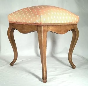 REPOSE-PIEDS REMBOURRÉS VINTAGE DÉBUT 20ÈME SIÈCLE JAMBE COURBE LOUIS XV - Photo 1 sur 5
