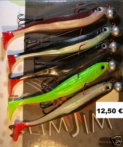 5 X Slim Jim13 CM Inclus Bkk - Jig 3/0 18g Leurres en Gomme + Stinger Zandershad - Photo 1/1