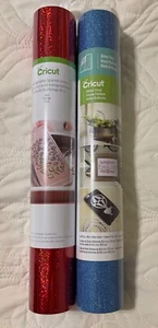 CRICUT 2 Roll Lot Removable GLITTER BLUE & HOLOGRAPHIC SPARKLE RED Vinyl NEW - Picture 1 of 4
