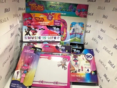 Suministros para fiestas de cumpleaños "Trolls", pancartas, pegatinas, platos, kits de decoración Foto 1 de 4