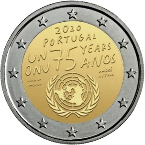 PORTUGAL 2 EUROS 2020 CONM. - 75 UN ANNIVERSARY - - Picture 1 of 1