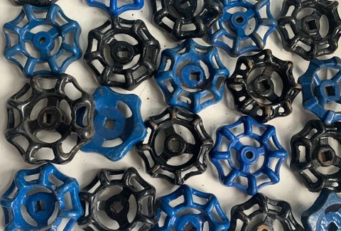 vtg water faucet knob VALVES sink Steampunk blue black lot arts & crafts antique Cover