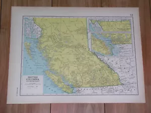 1944 VINTAGE WWII MAP BRITISH COLUMBIA VANCOUVER ISLAND SASKATCHEWAN / CANADA - Picture 1 of 12