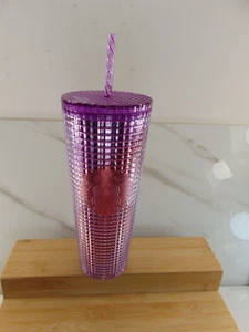 2023 Starbucks Grid Cold Cup Pink Tumbler Venti 24oz NEW WITH TAG LID & STRAW - Picture 1 of 3