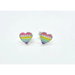 Ohrstecker Regenbogen Herz Silber – perfektes Geschenk für Mädchen - Bild 1 von 5