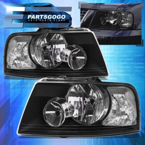 For 03-06 Ford Expedition Black Housing Clear Replacement Headlights Lamps Pair - Picture 1 of 5