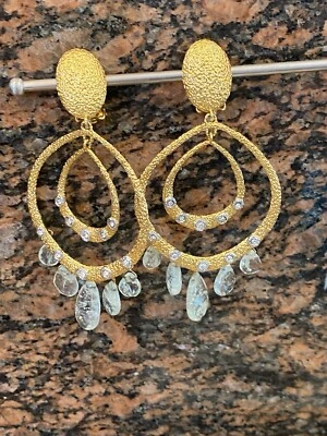 Alexis Bittar CLIP-On Crystal Drop Chandelier Earrings; 10K Gold Plated - Imagem 1 de 4