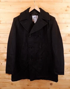 Vintage DSCP Wool Military Pea Coat Jacket 42 Long Black - Picture 1 of 8