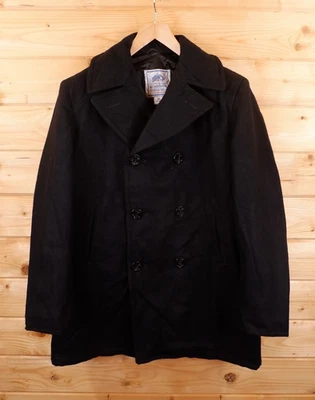 Vintage DSCP Wool Military Pea Coat Jacket 42 Long Black - Image 1 of 4