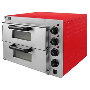 Forno Elettrico per Pizza in Acciaio Inossidabile a Doppio Ripiano Commerciale - Foto 1 di 9