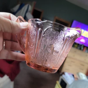 Cherry Blossom Pink Jeannette Creamer Flat 6 oz. 1930's Depression Glass - Picture 1 of 5