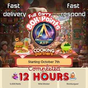 Cooking Partners Full Carry 80k Points on 7Th October⚡⚡ fast delivery ⚡⚡ - Picture 1 of 3