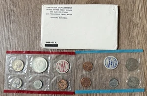 1969 - P D S - Uncirculated 10 COINS US MINT SET in Envelope - Picture 1 of 3