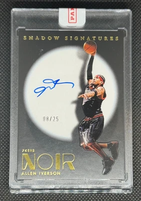 24/25 Panini NBA Noir Basketball Allen Iverson Shadow Signatures 08/25 HOF 76ers - Image 1 of 2