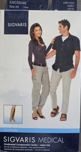 Sigvaris Cotton 20-30mmHg Knee-High Open-Toe Crispa Size XS - Picture 1 of 3