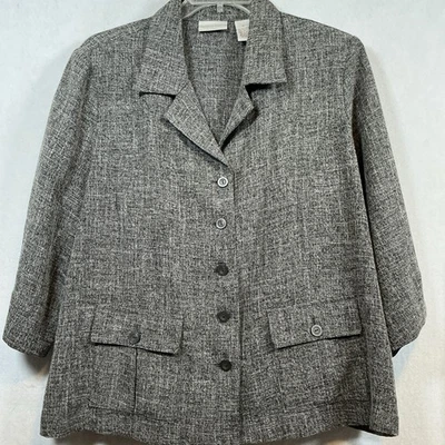 复古 Drapers & Damons Blazer 女式 1X 黑色灰色格子轻便夹克 — 第 1/4 张图片