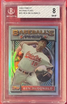 Ben McDonald 1993 Finest Refractor #65 SP/241* BGS 8 casi nuevo-como nuevo Orioles estuche dañado Foto 1 de 2