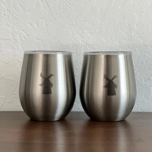 Set of Dutch Bros Stainless Camp Tumblers Wine Beverage Container 12oz with Lid - Picture 1 of 4