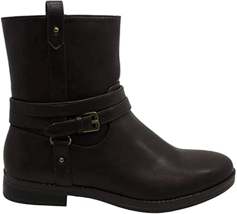 Style & Co. Womens State Faux Leather Ankle BOOTIES Dark Brown Size Rfm6