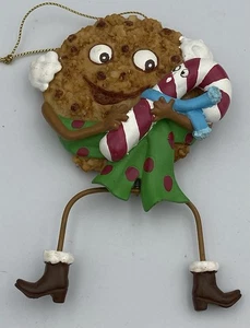 Anthropomorphic Christmas Chocolate Chip Cookie Holding Candy Cane Weird - Picture 1 of 7