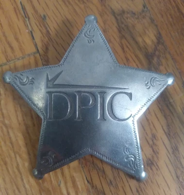 Vintage DPIC Sheriff Metal Badge Pin Star Silver Tone - Image 1 of 4