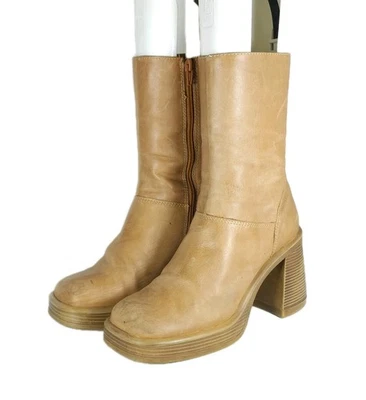 Steve Madden Women's Fantsie US8,5 Tan Y2K Square Toe Chunky Heel Platform Boots - Image 1 of 4