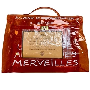 Bolso de Playa de Mano Kelly Vinilo HERMES RECUERDO DE LA EXPOSICIÓN 1998 Naranja - Imagen 1 de 10