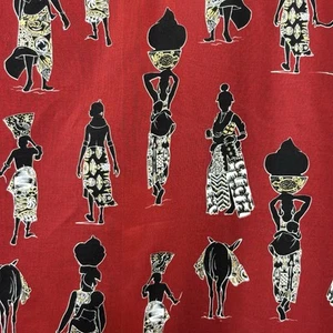 Shamash & Sons Red Black & Gold African Tribal Print Cotton Fabric SBTY 5 Avail - Picture 1 of 8