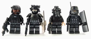 Custom Printed LEGO Minifigure (4x) "Black Guard 5" Urban Armored Tier-One Squad - Foto 1 di 19