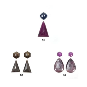 Ruby Silver Pink Sapphire Gemstone Step & Rose Cut Multi Shapes Sets For Jewelry - Picture 1 of 4