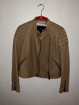 Chaqueta de Cuero de Oveja Acolchada COACH Talla 0 Color Camel Nunca Usada Foto 1 de 4
