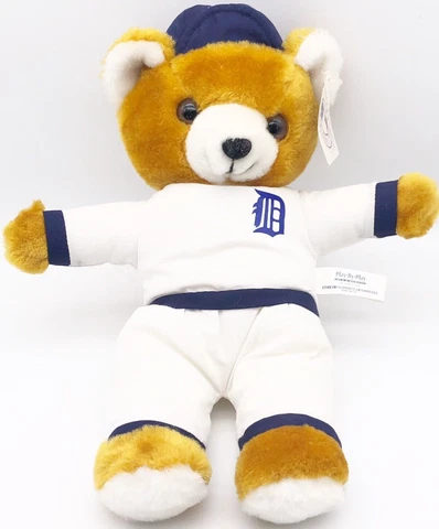Vintage Detroit Tigers Teddy Bear Stuffed Animal Plush TMLB 13" 1990s Baseball Cover