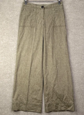 Женские брюки J.Jill из коричневой шерстяной смеси эластичные широкие штанины размер 2P миниатюрный льняной вид - Изображение 1 из 4