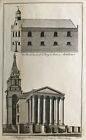 1756 Antique Print; St Marylebone & St George's Church, Bloomsbury, London