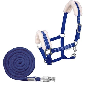 Halfter und Strick Set Waldhausen Elegant mit Glitzersteinen blau Warmblut - Bild 1 von 5
