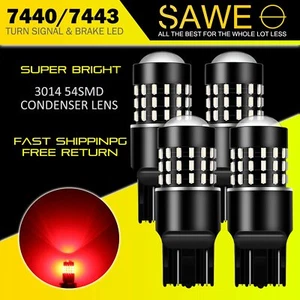 4pcs SAWE 7443 7444 7440 7441 LED Bulbs Brake Stop Light Lamp Red Super Bright - Picture 1 of 10