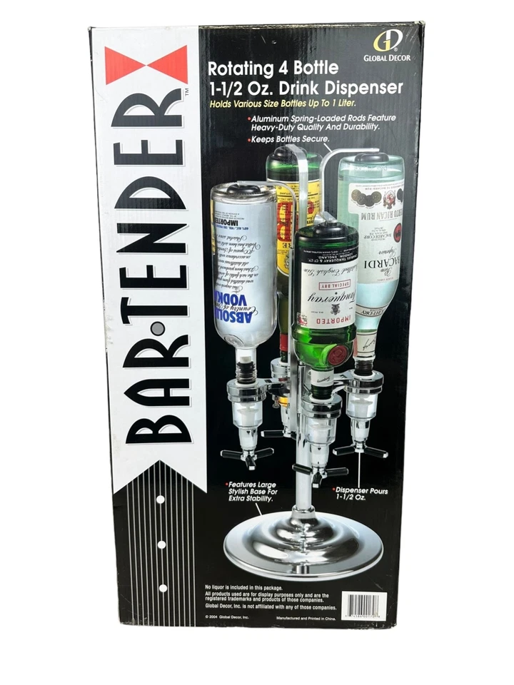 BARTENDER_Global Decor Dispensador giratorio de cuatro botellas de bebidas alcohólicas Foto 1 de 3
