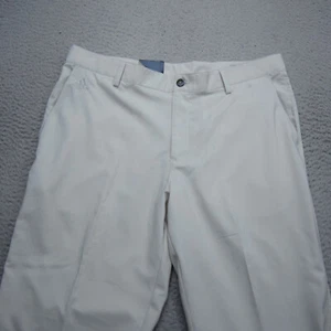Adidas Golf Pants Mens 38x32 Brown Climalite Performance Stretch Chino 3 Stripe - Picture 1 of 16