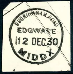 1930 GB Buckingham Road Edgware Middlesex rubber postmark on piece - Picture 1 of 1