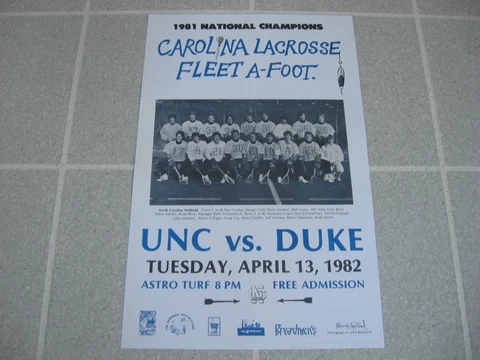 1982 UNIVERSITY OF NORTH CAROLINA TAR HEELS LACROSSE UNC vs. DUKE BLUE DEVILS Cover