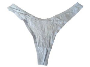 Aerie Blue Thong High Cut Ribbed Cotton Panties Size XL Women's Underwear NEW - Picture 1 of 7