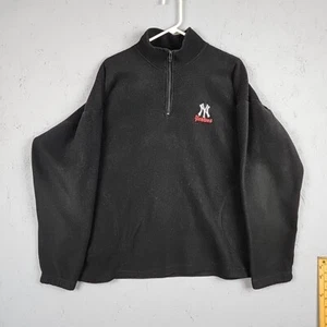 Vintage Adidas New York Yankees Sweatshirt Mens 2XL XXL Black Zip Pockets Logo - Picture 1 of 9